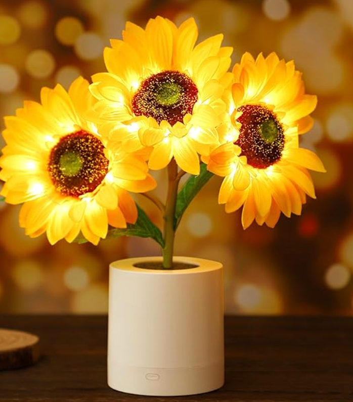 Wireless Sunflower Night Light Lamp (3 Flower Heads)