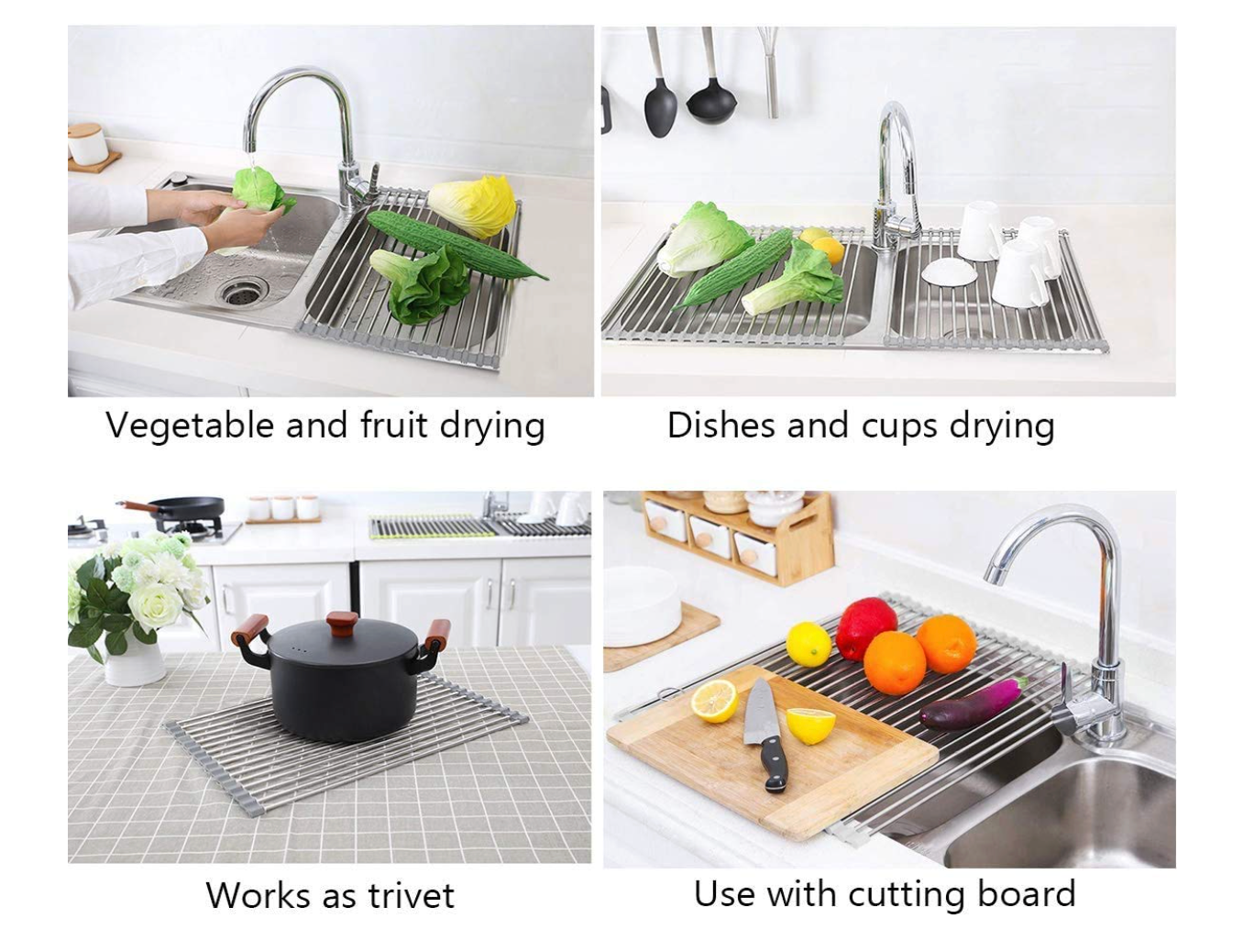 Stainless Steel Draining Rack With Silicone Edge