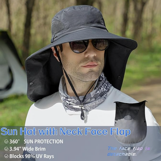 Outdoor Sun Hat Bucket Hat With Neck Flap