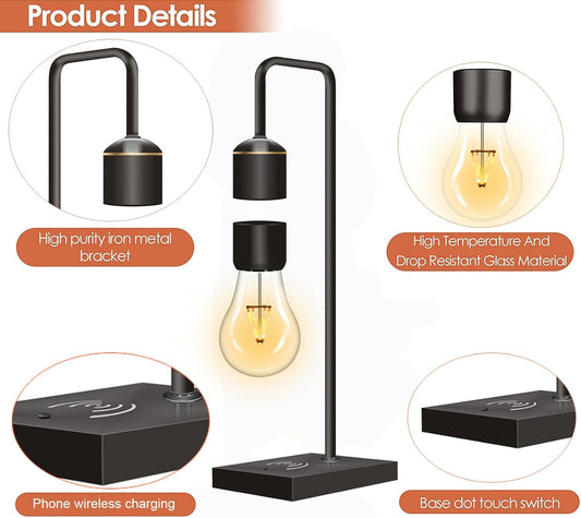 Magnetic Levitating Lamp with Built-In Wireless Charger,