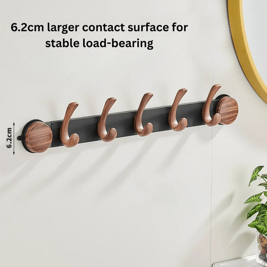 Wall-Mounted 5-Hook Rack with Vacuum Suction