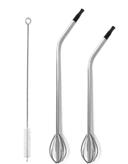 2 in 1 Reusbale Whisk Straw