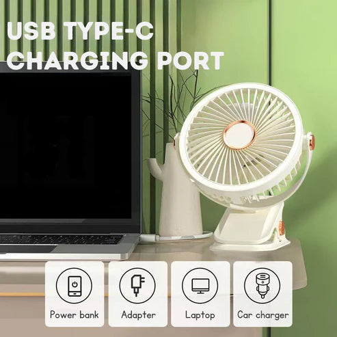 Wireless Portable Mini Clip Fan With Light