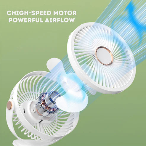 Wireless Portable Mini Clip Fan With Light