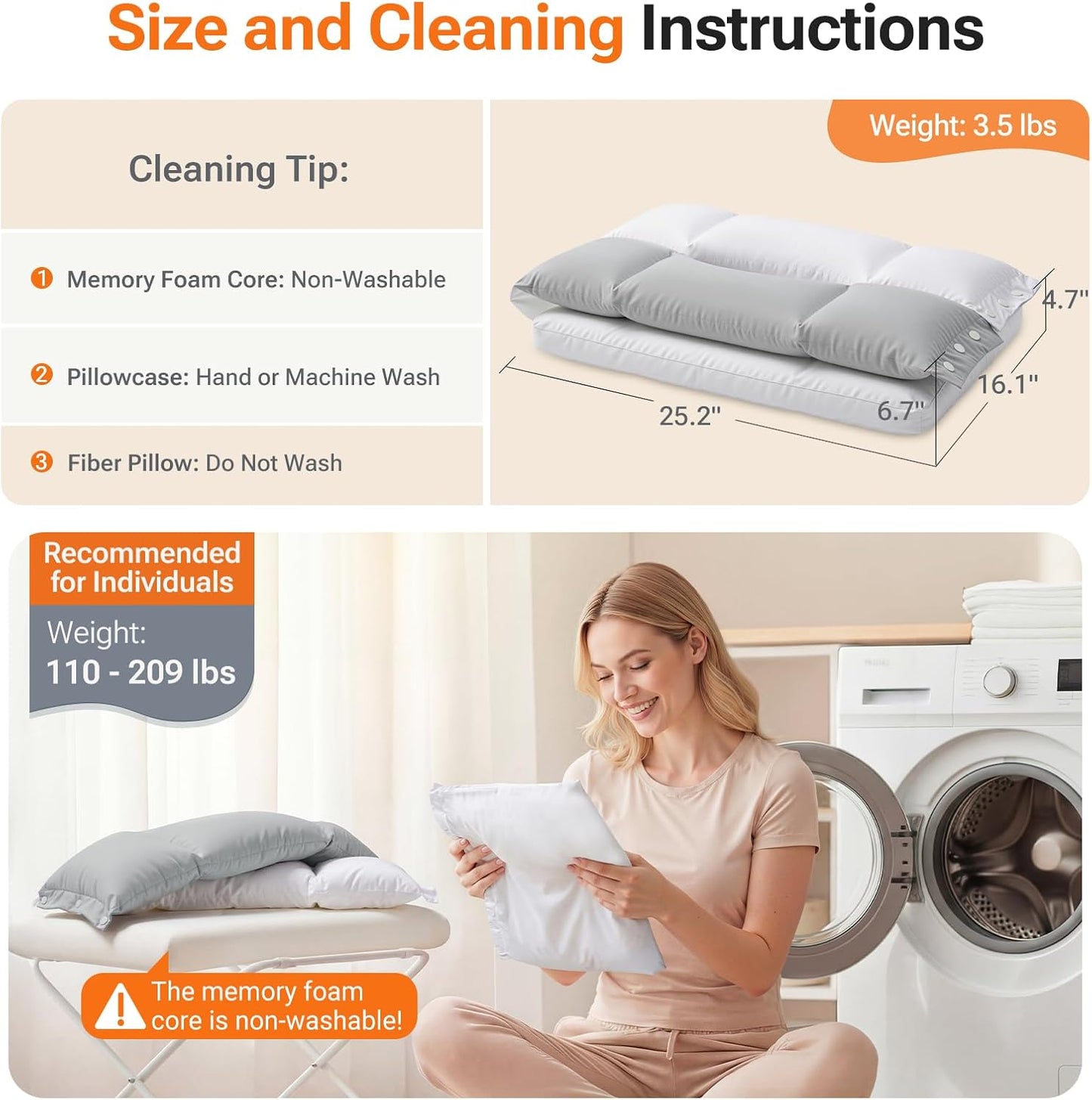 Detachable Dual Layer Ultra Soft Pillow