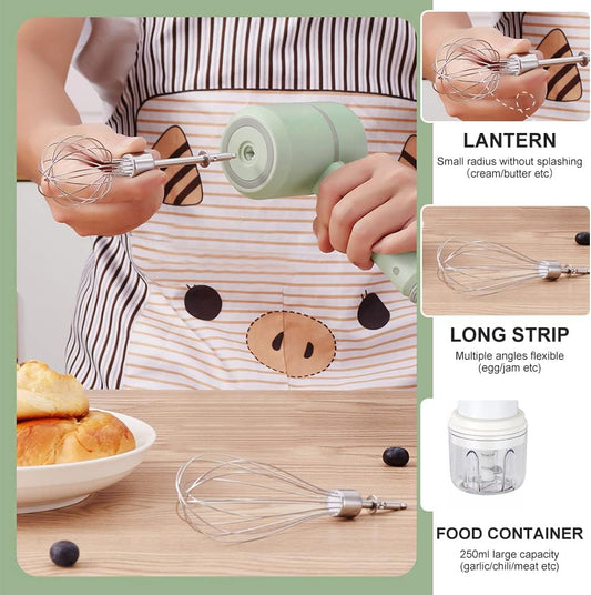 Rechargeable Handheld Blender Mixer with 3 Attachments