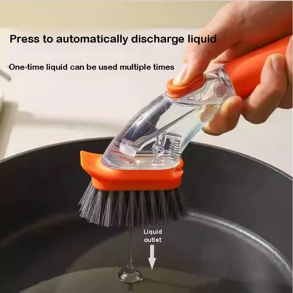 Hand Press Spillproof Dish Cleaning Brush