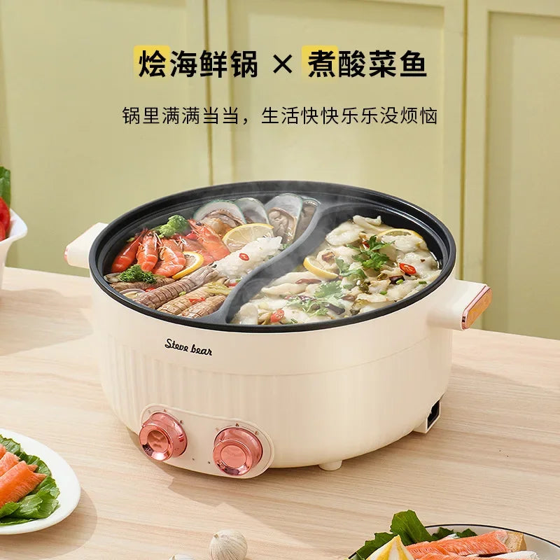 Multi-Functional 2 Compartment Non Stick Electric Hot Pot Boiler