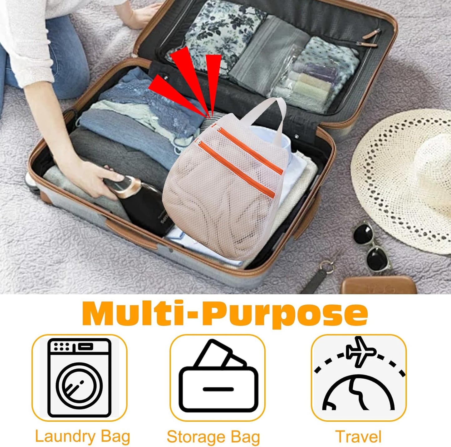 Polyester Washing Laundry Bag With Double Zipper