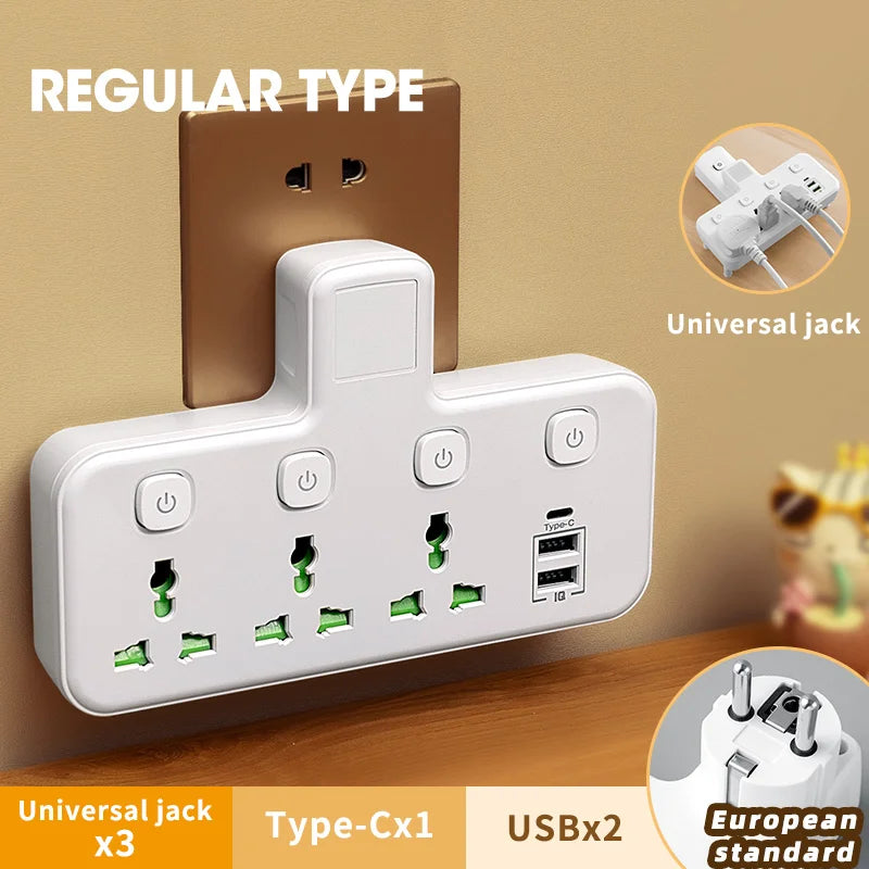 Multifunctional Wall Plug Socket With Night Light