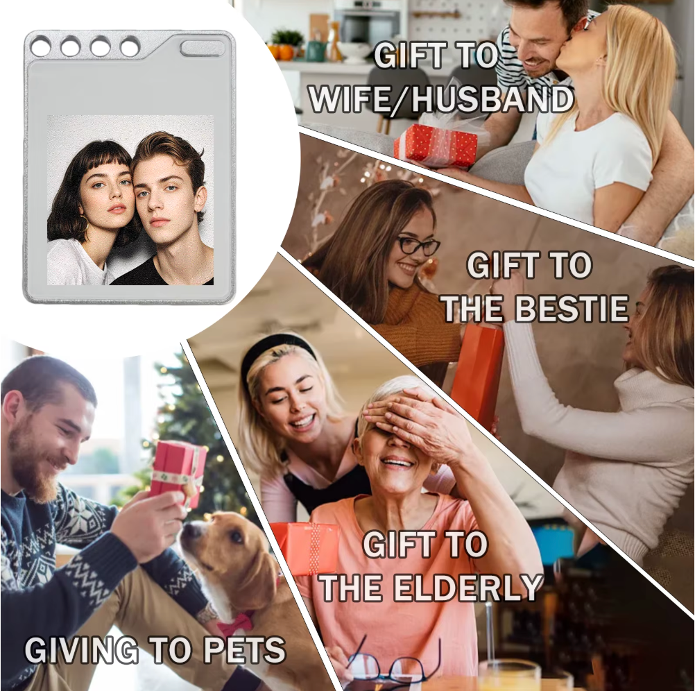 Smart E-Ink Photo Tag Keychain with GPS Tracker
