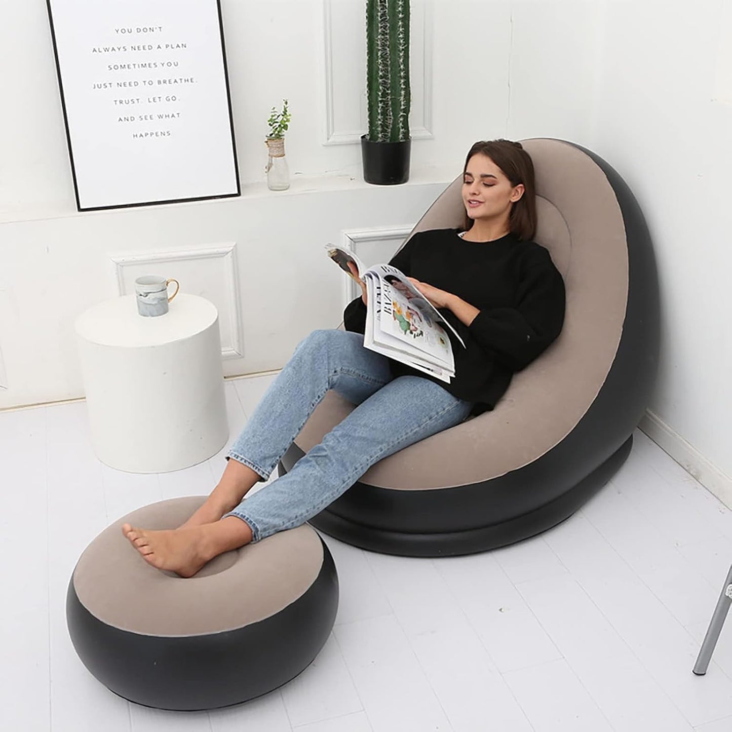 Inflatable Lounger Air Sofa with Foot Rest