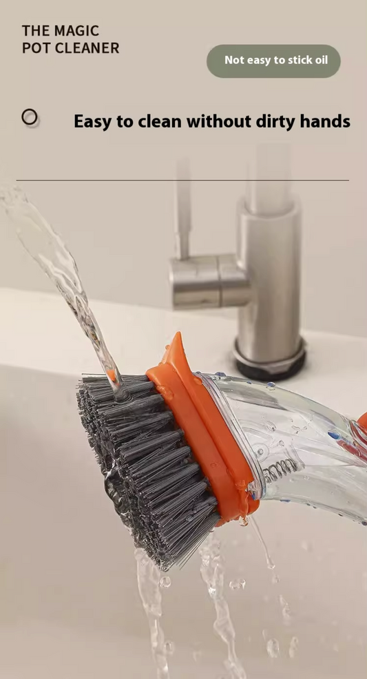 Hand Press Spillproof Dish Cleaning Brush