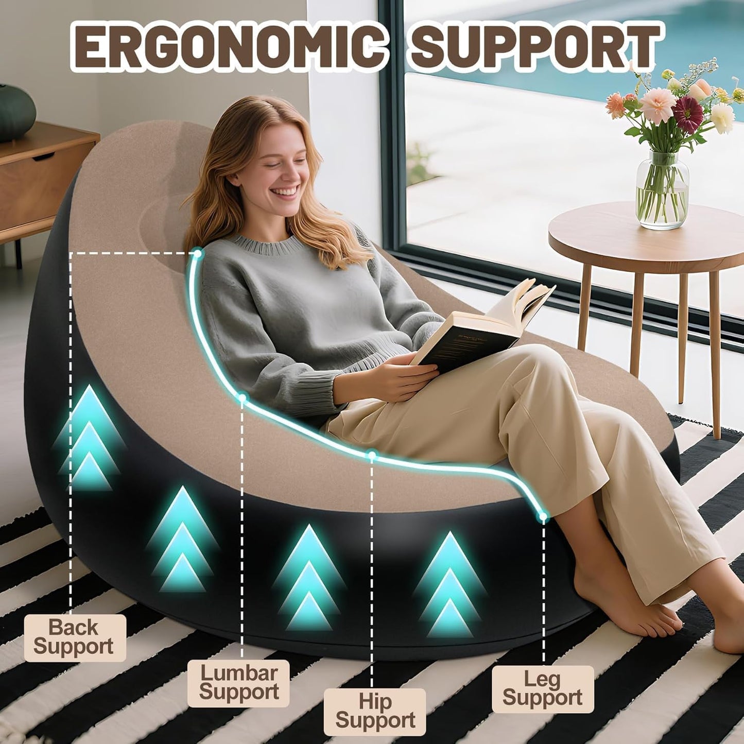 Inflatable Lounger Air Sofa with Foot Rest