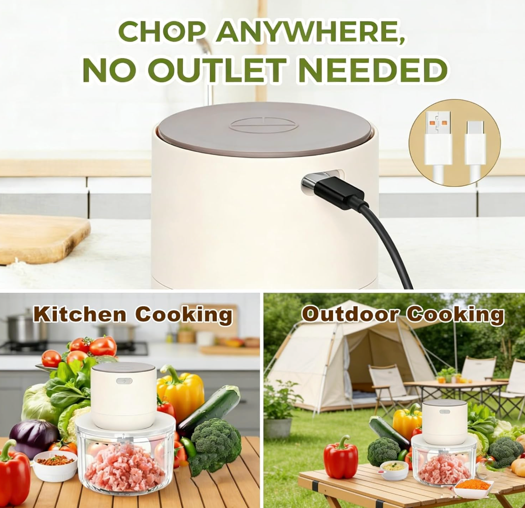 4-in-1 Rechargeable Food Chopper Set