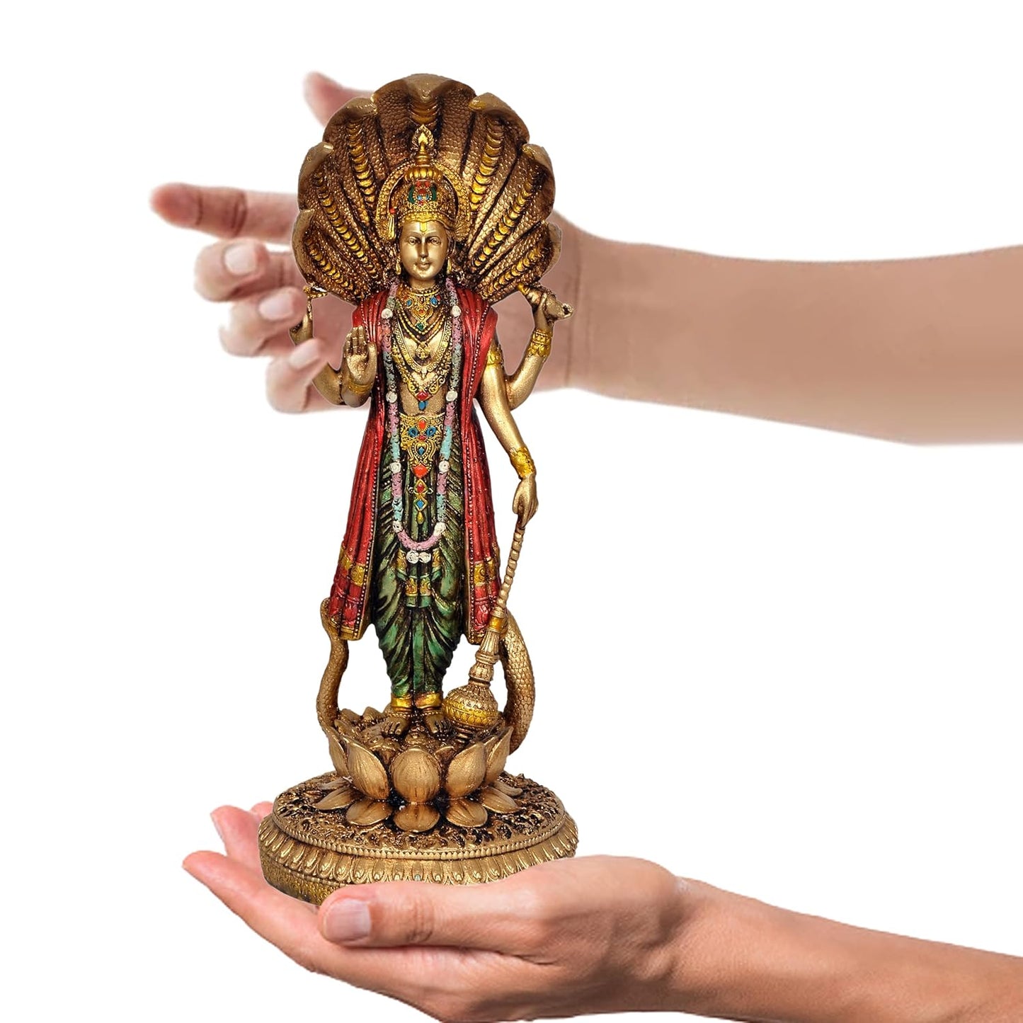 Lord Vishnu Standing Idol  Antique Finish - 12 Inch
