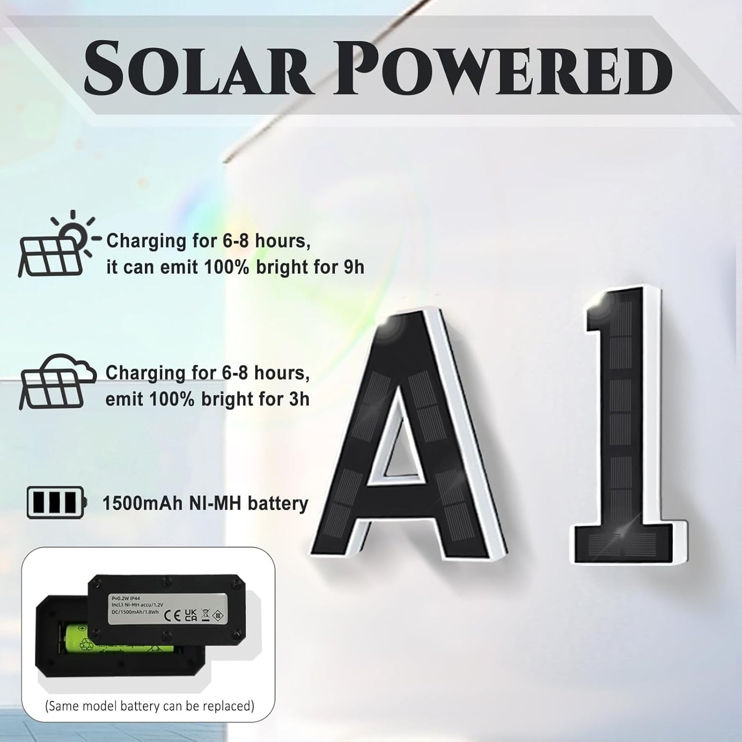 Solar Powered LED Waterproof House Number Light