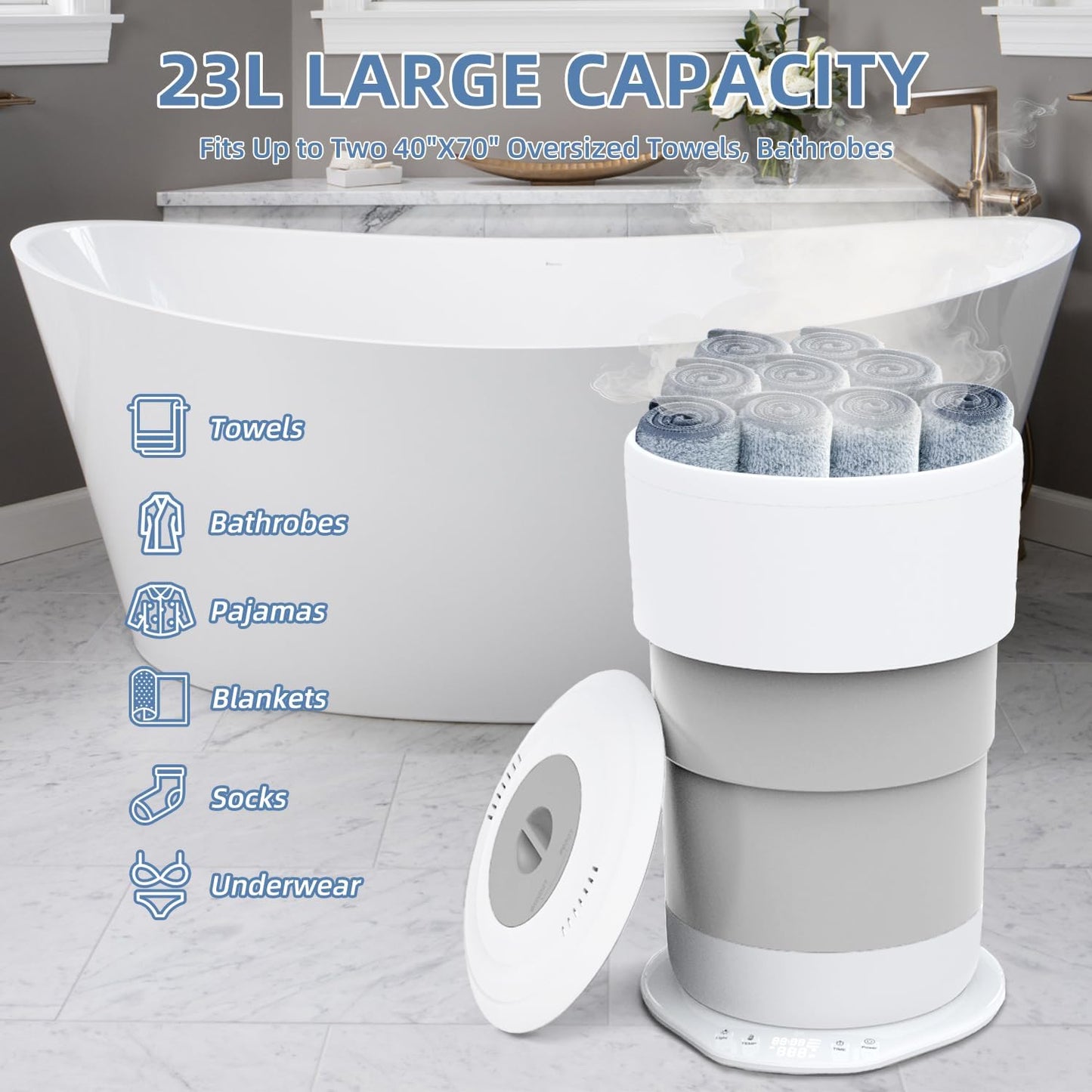 Foldable Smart Electric Bathroom Towel Heater Bucket