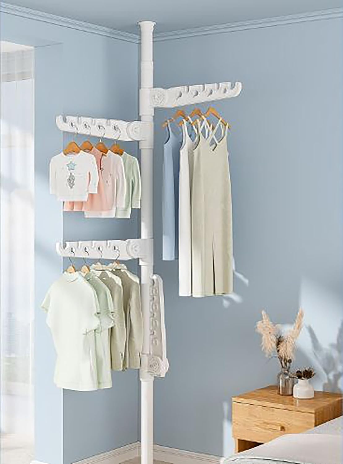 3 Tier Triple Wing Telescopic Adjustable Clothes Drying Rack