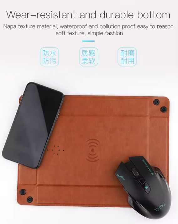 Foldable Mouse Pad Tray with Wireless Phone Charging