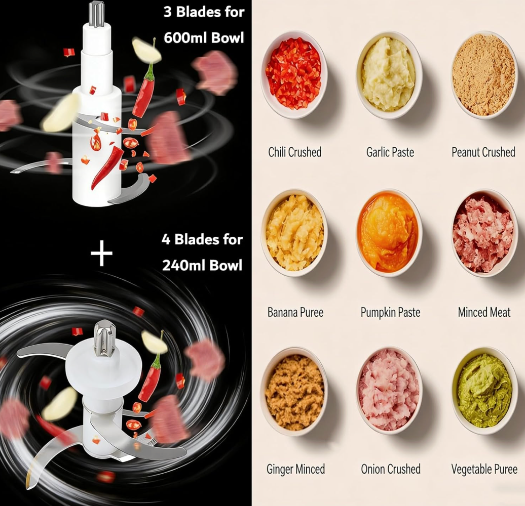 4-in-1 Rechargeable Food Chopper Set