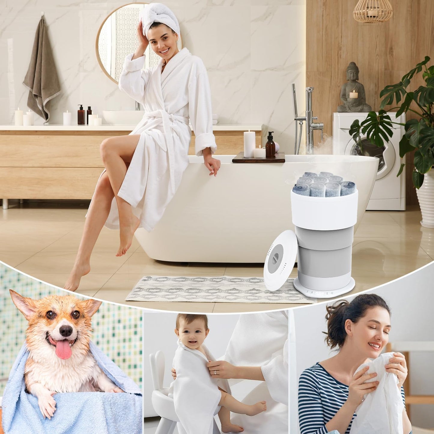 Foldable Smart Electric Bathroom Towel Heater Bucket