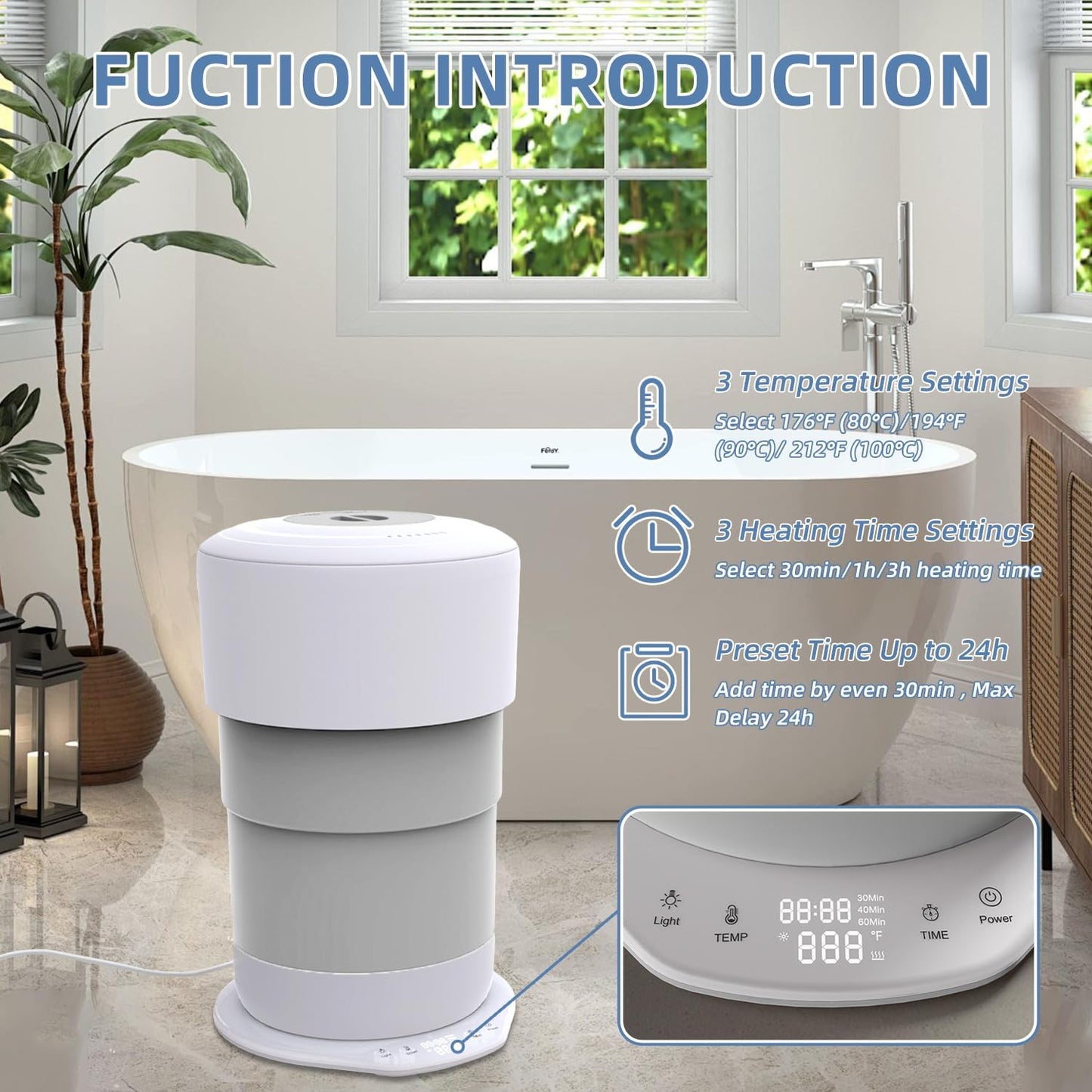 Foldable Smart Electric Bathroom Towel Heater Bucket