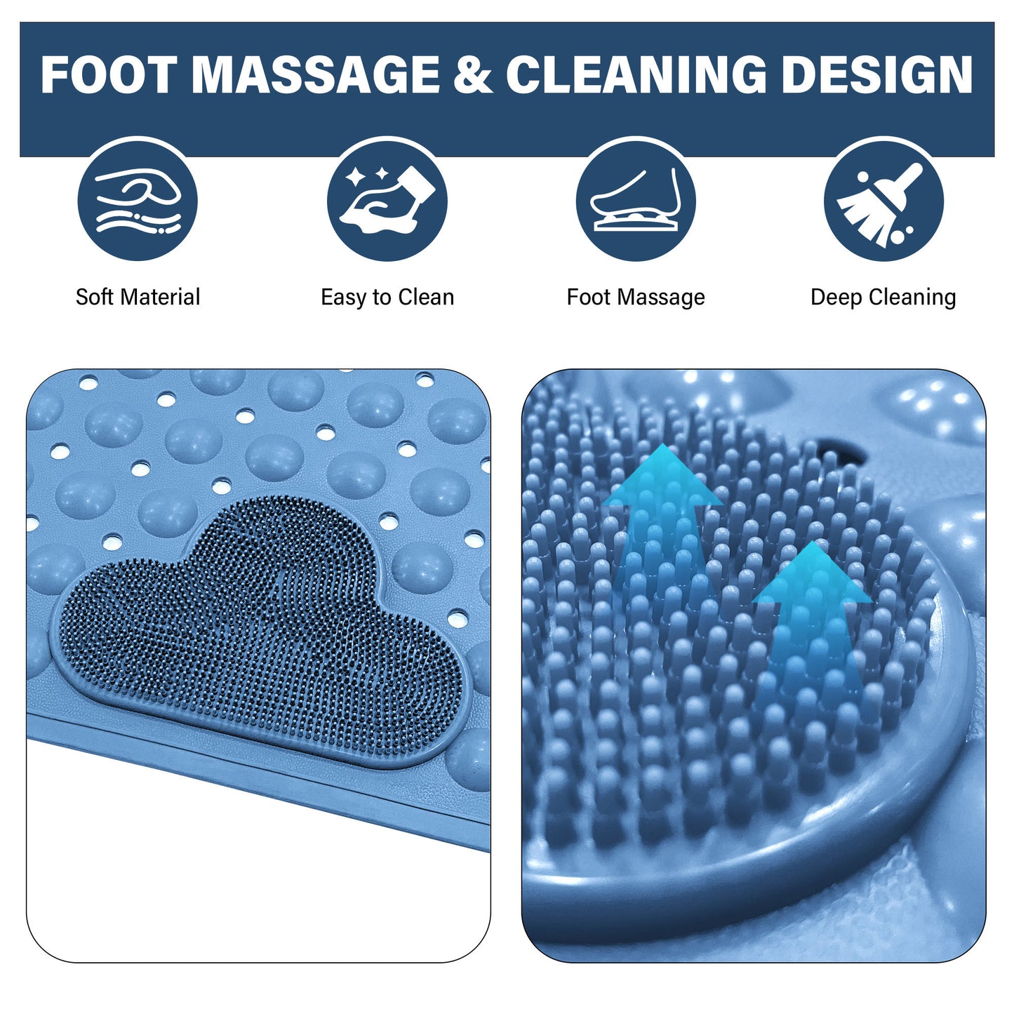 Anti Skid Bath Mat with Foot Scrubber