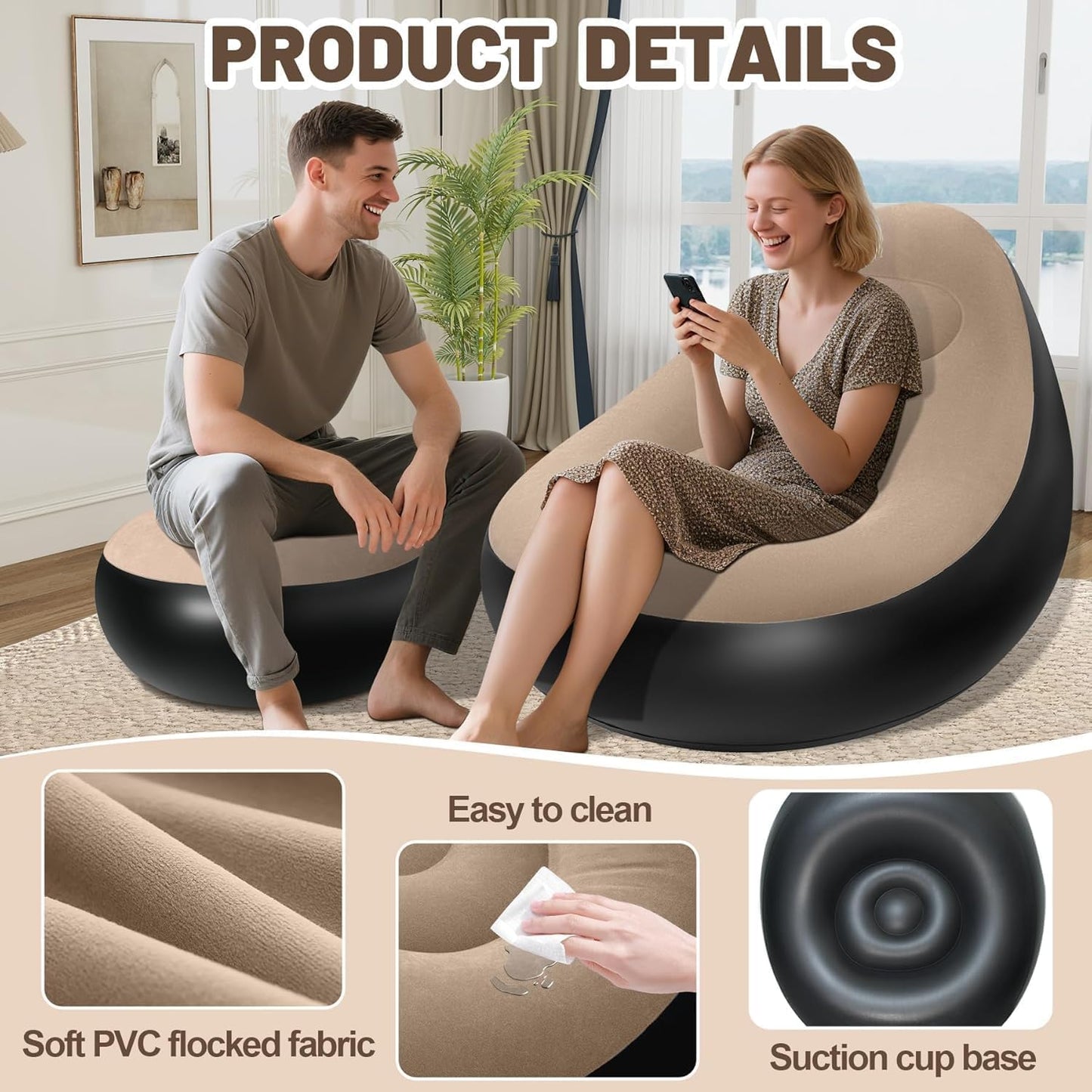 Inflatable Lounger Air Sofa with Foot Rest