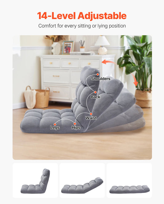 Adjustable 14-Position Folding Floor Sofa Chair