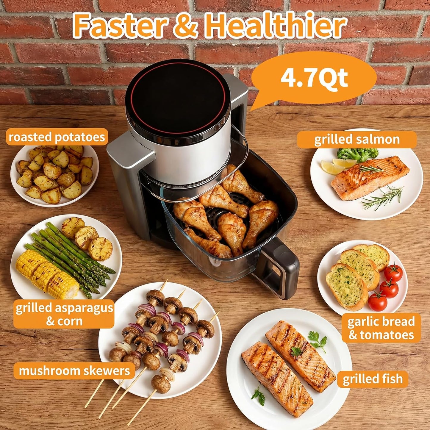 Glass Air Fryer With 10 Preset Cook Modes