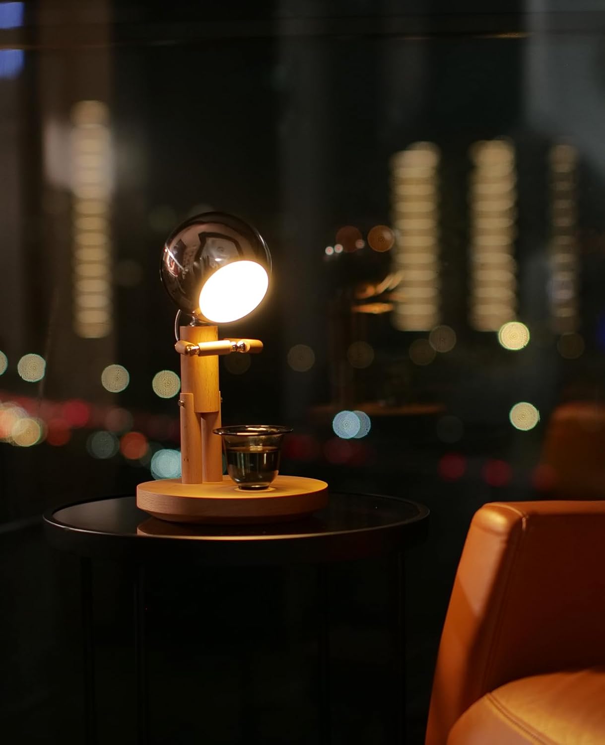 Rechargeable Wooden Robot Desk Lamp with Touch Control