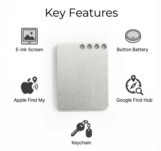 Smart E-Ink Photo Tag Keychain with GPS Tracker