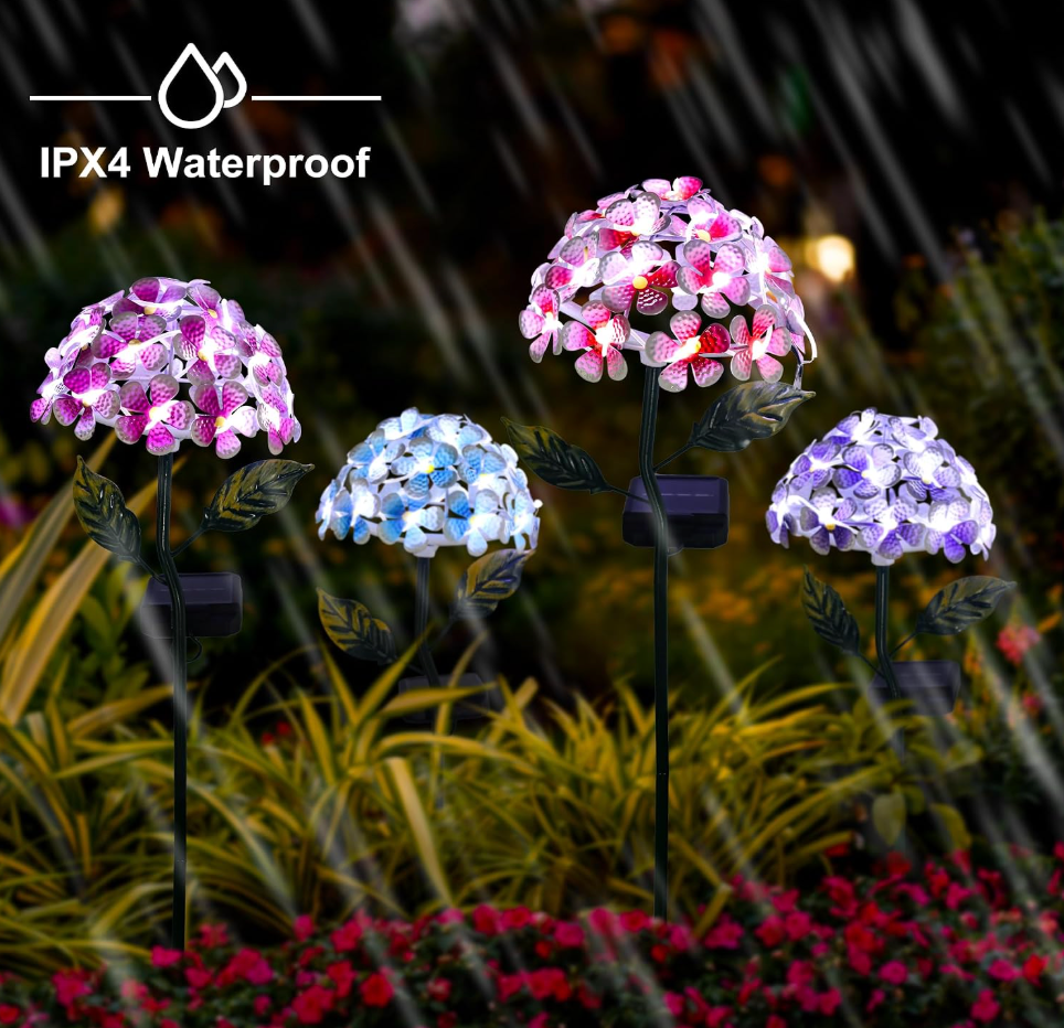 Outdoor Hydrangea Solar Garden Lights