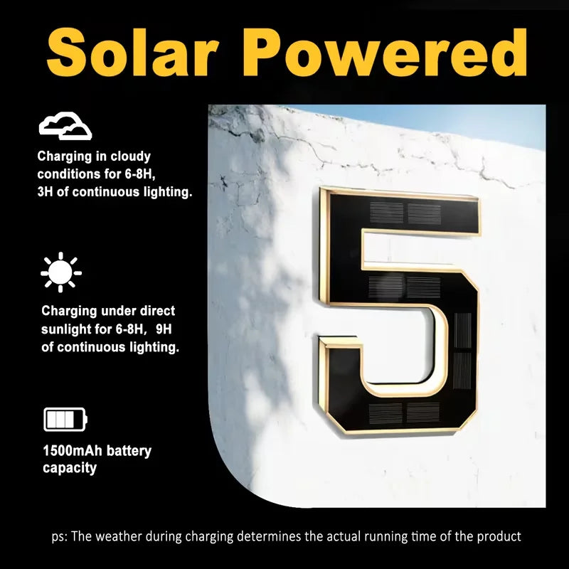 Solar Powered LED Waterproof House Number Light