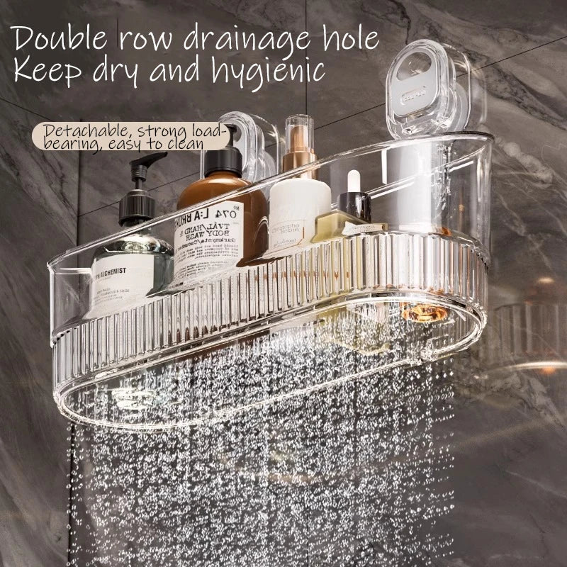 Wall-Mounted Suction Cup Bathroom Organizer