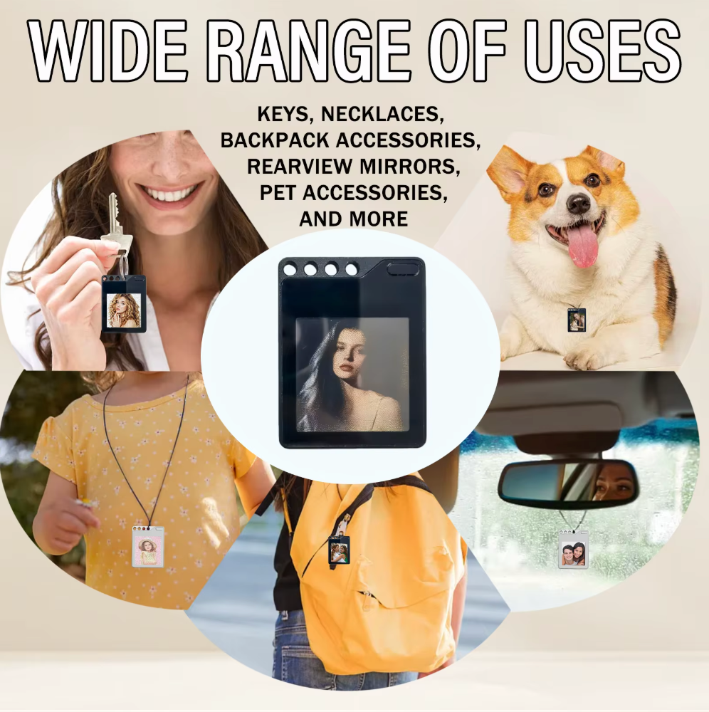 Smart E-Ink Photo Tag Keychain with GPS Tracker