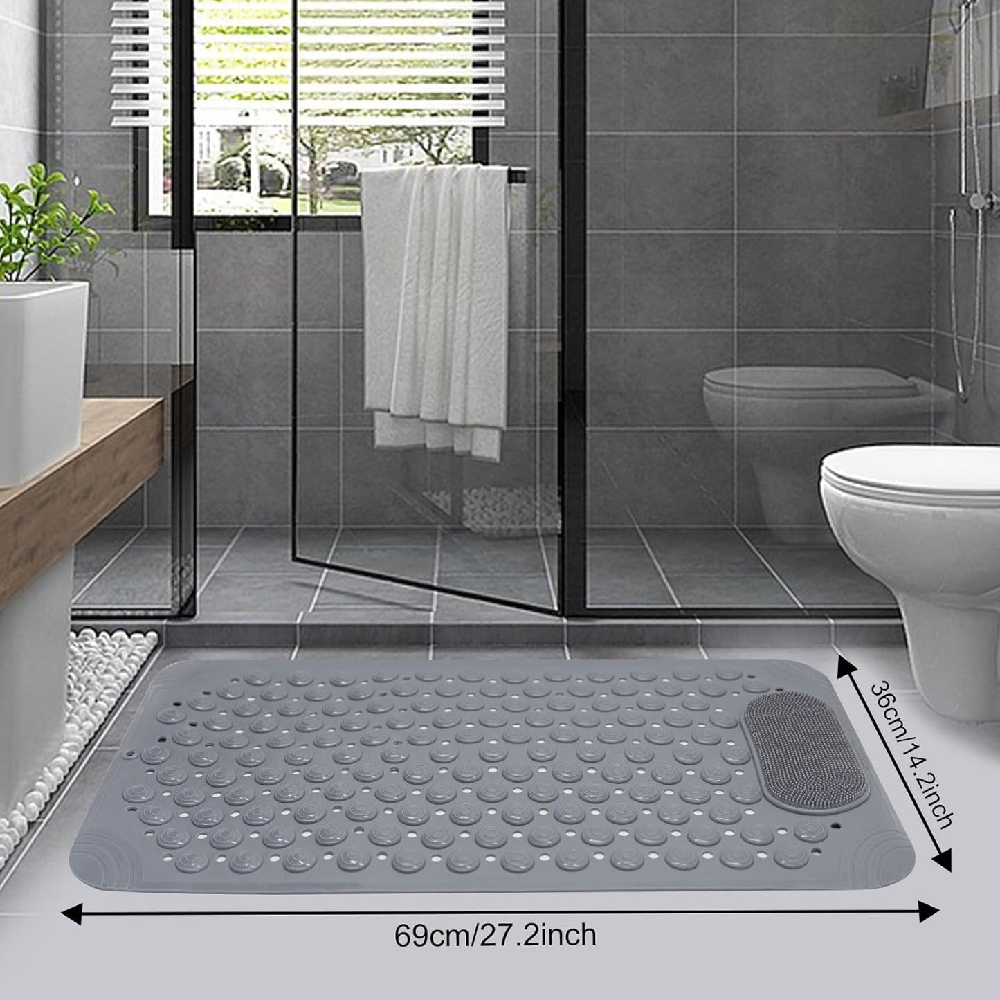 Anti Skid Bath Mat with Foot Scrubber