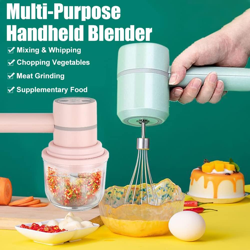 Rechargeable Handheld Blender Mixer with 3 Attachments