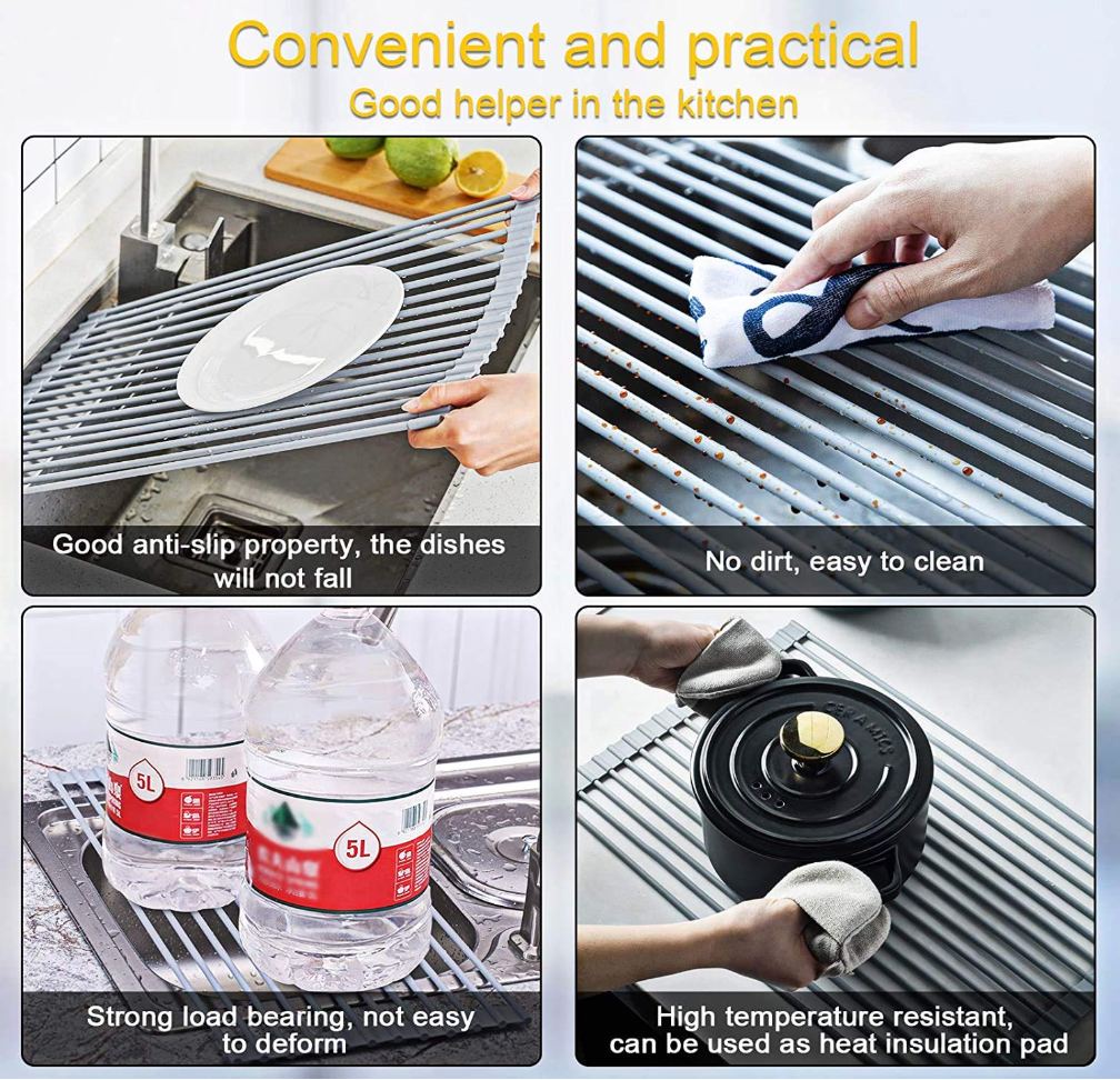 Stainless Steel Draining Rack With Silicone Edge