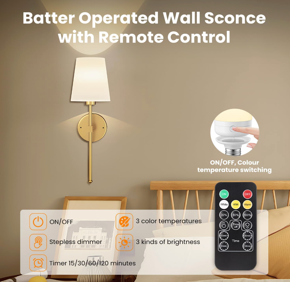Rechargeable Wall Lamp with Remote Control RGB Lights