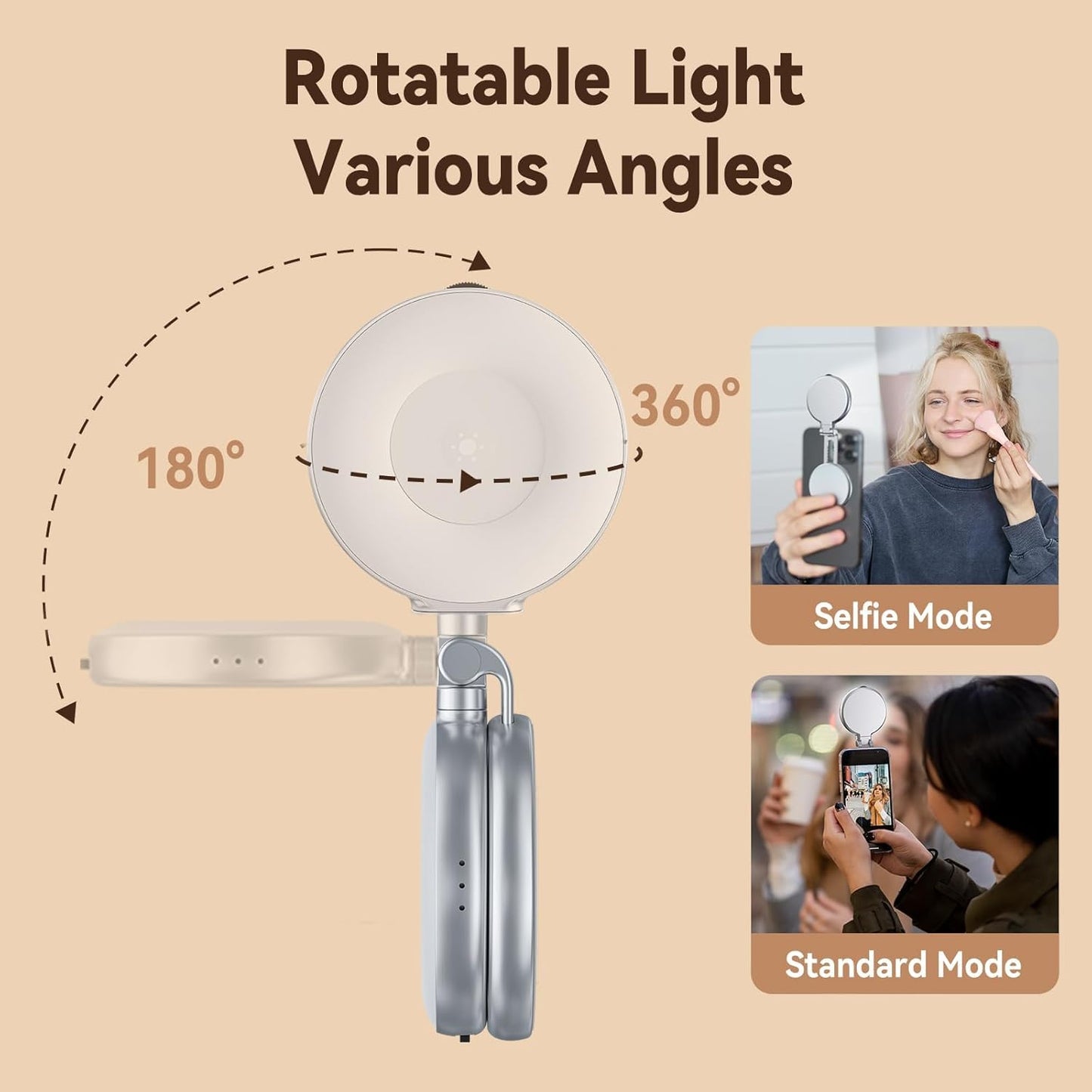 Built-In Mirror Magnetic Selfie Ring Light