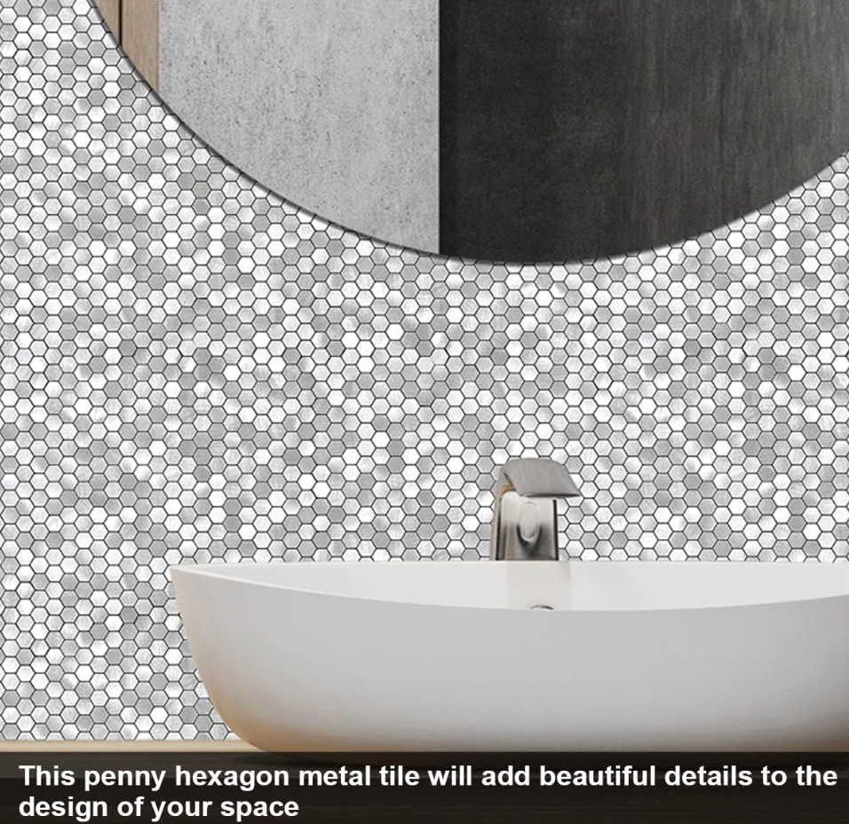 Silver Penny Round Mosaic 3D Wall Tile