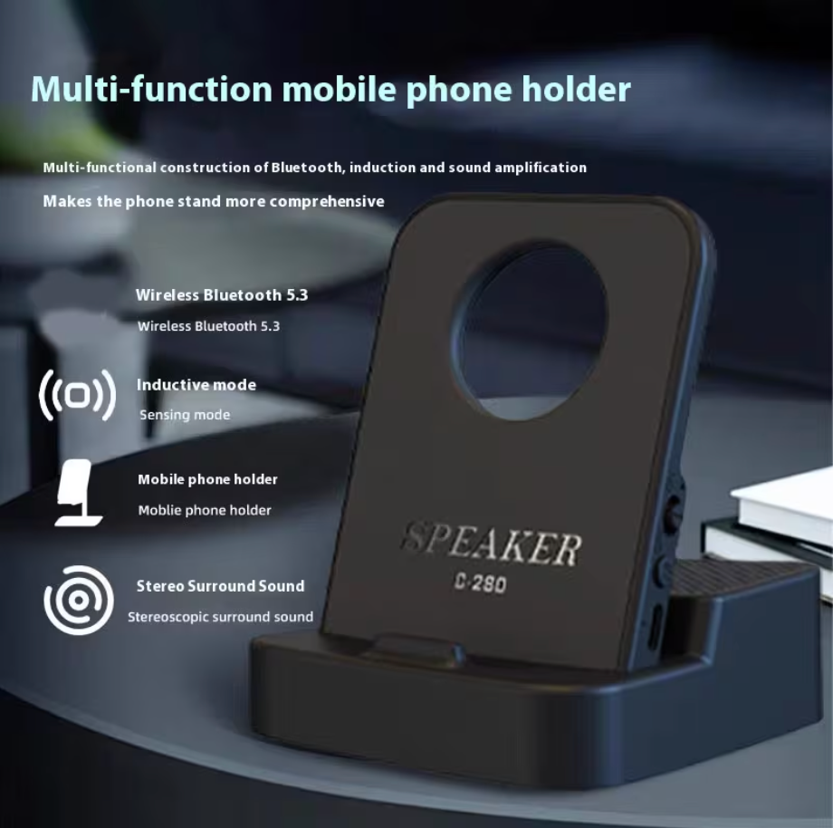 Portable Wireless Induction Speaker With Phone Stand