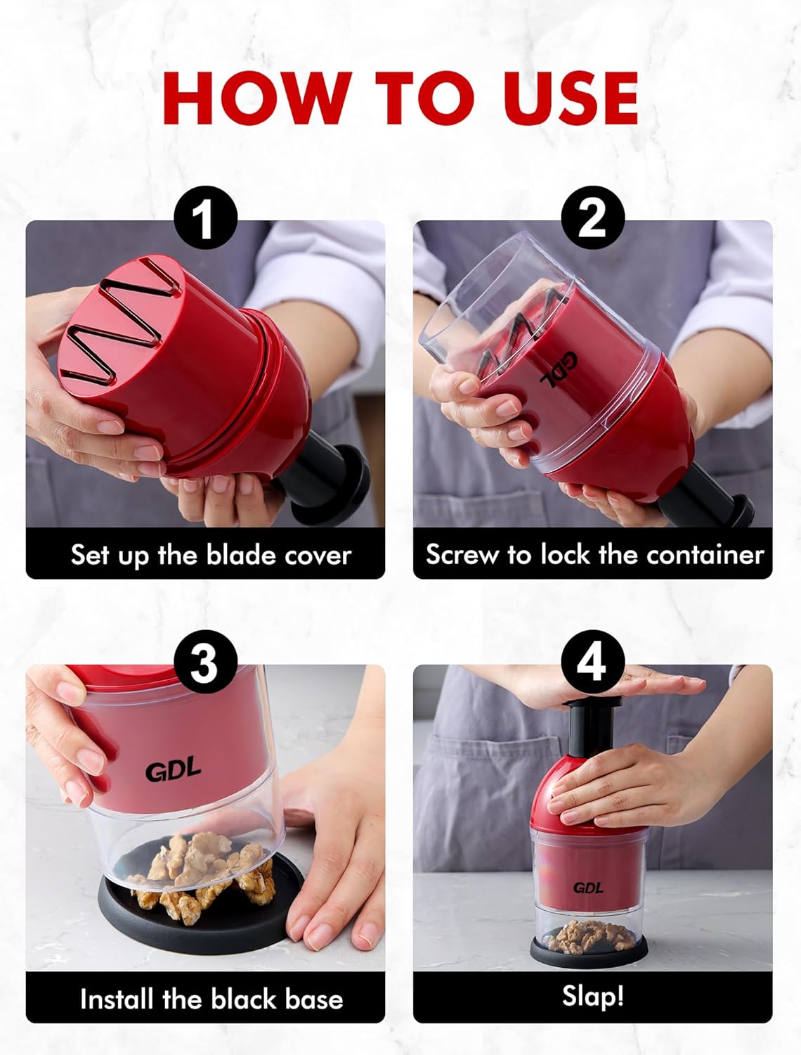Vegetable Hand Press Chopper With Container