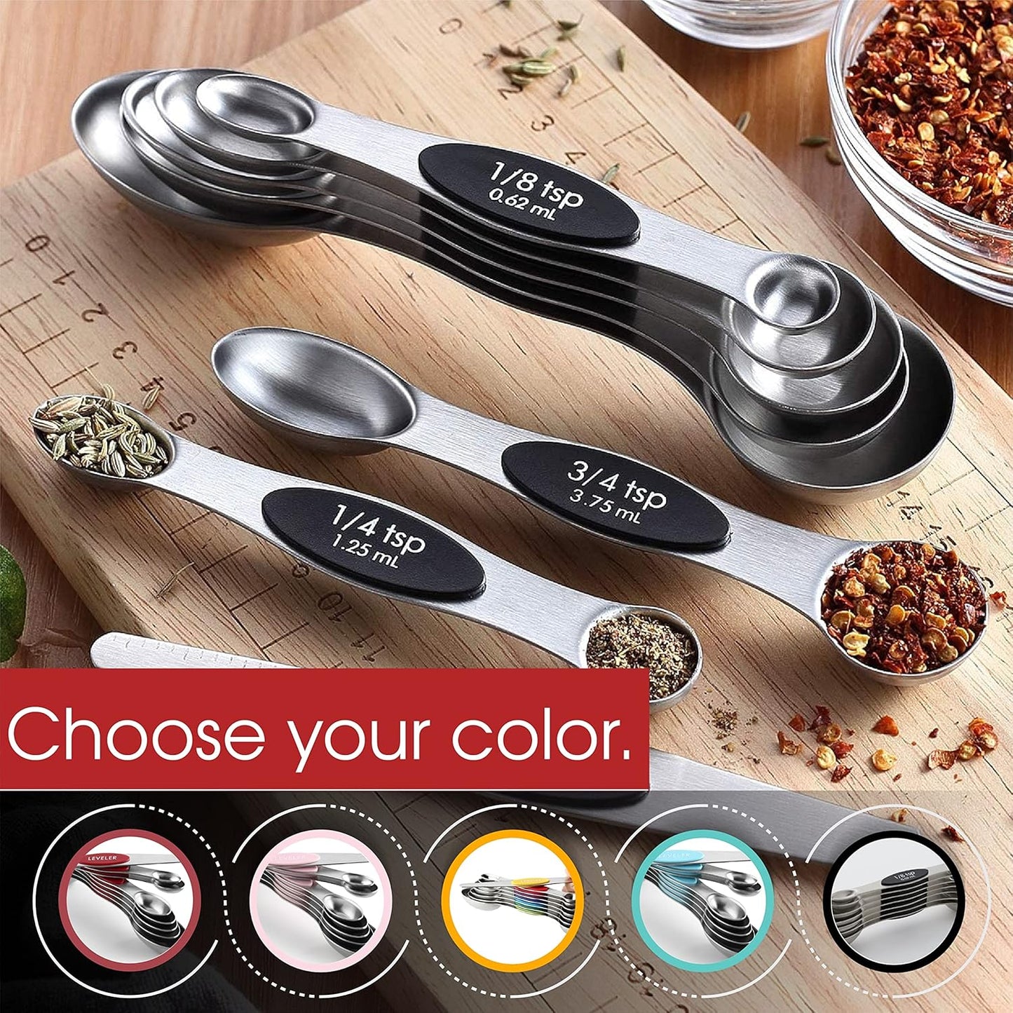 Double Sided Magnetic Stainless Steel Measuring Spoon