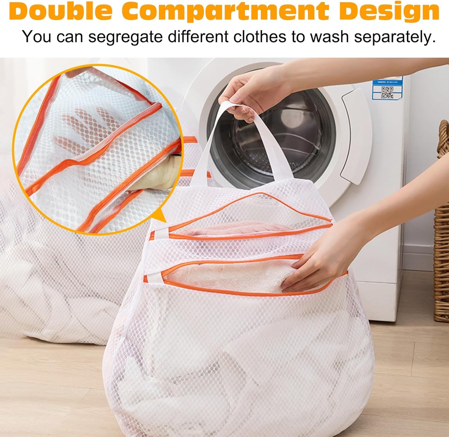 Polyester Washing Laundry Bag With Double Zipper