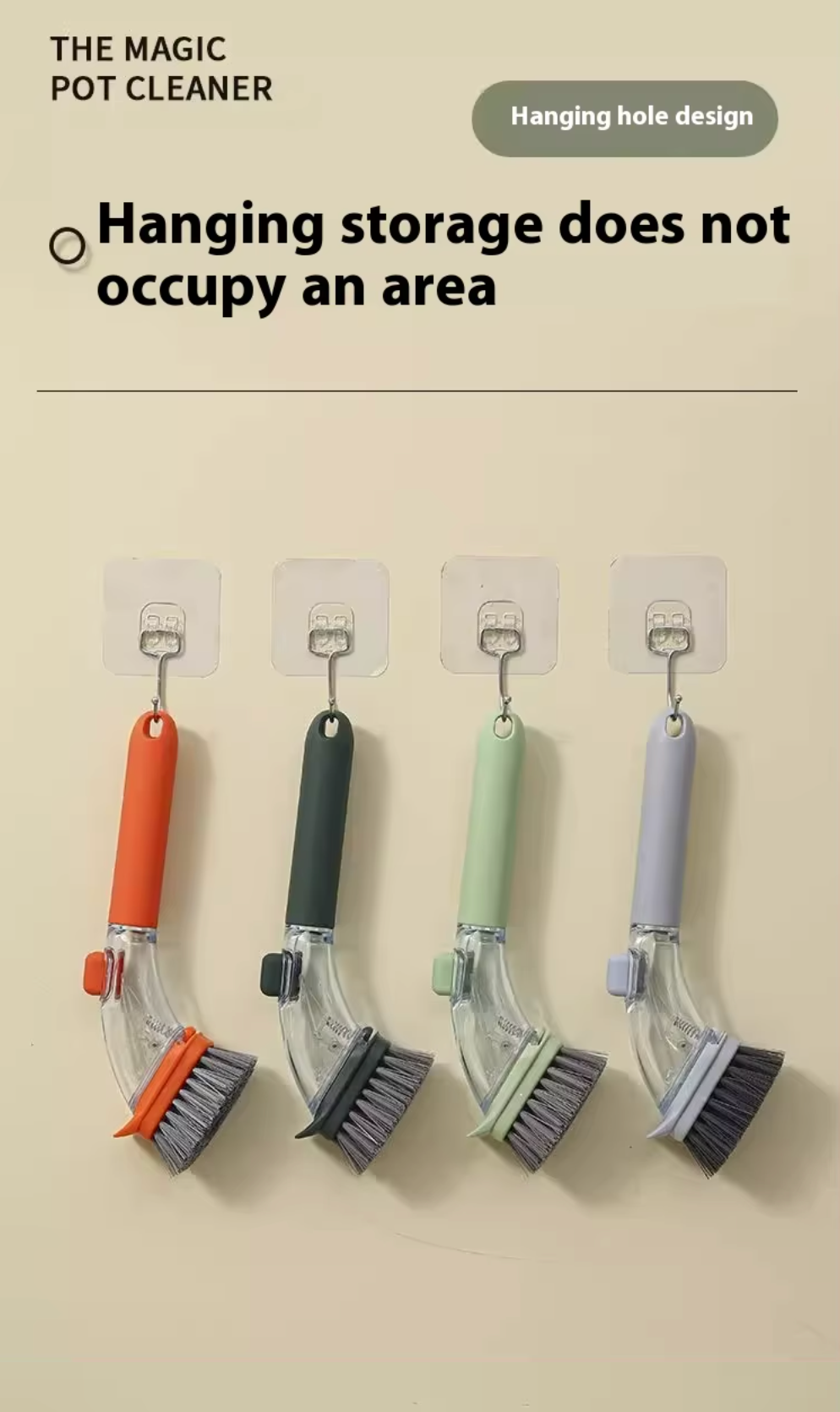 Hand Press Spillproof Dish Cleaning Brush