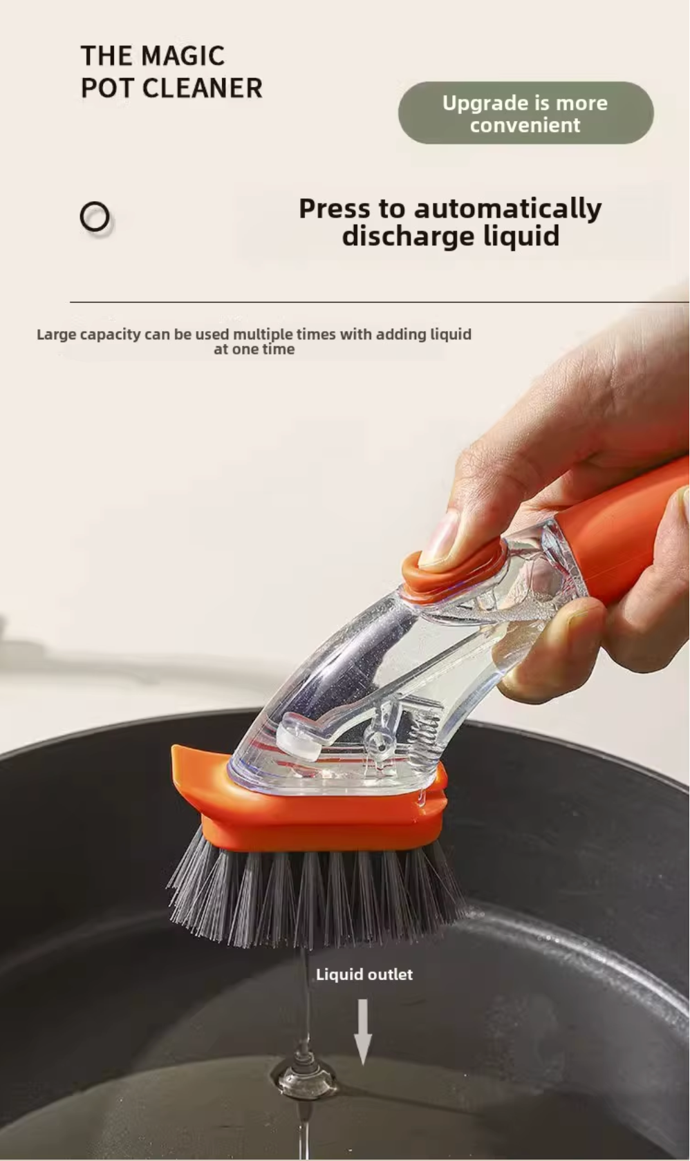 Hand Press Spillproof Dish Cleaning Brush