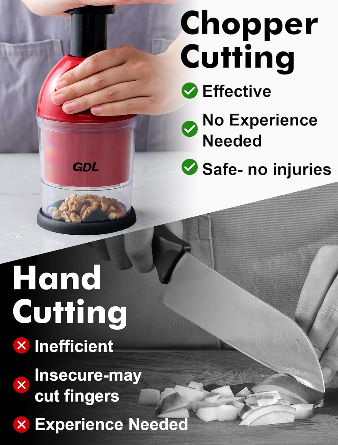 Vegetable Hand Press Chopper With Container
